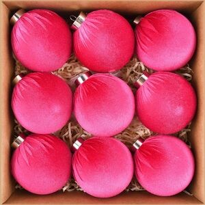 Hot Pink Velvet Christmas Ornaments - Brand New